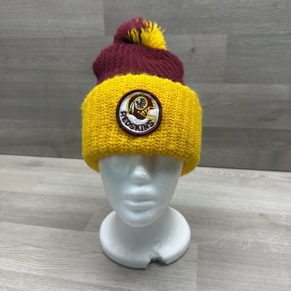 Vintage Washington Redskins Knit Hat Beanie Pom Pom